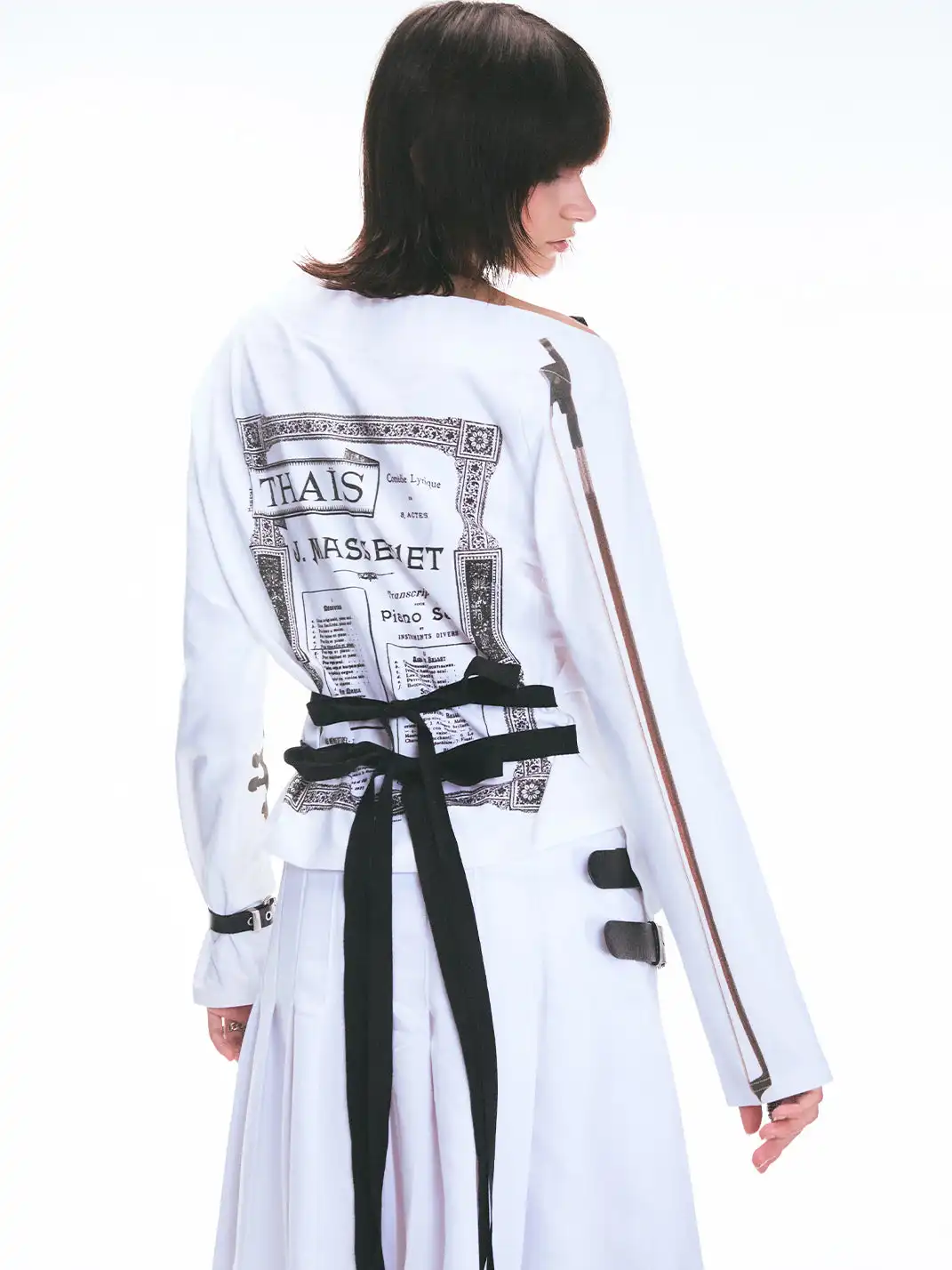 Fruitanari | Music Score Violin Off-Shoulder Long Sleeve T-Shirt