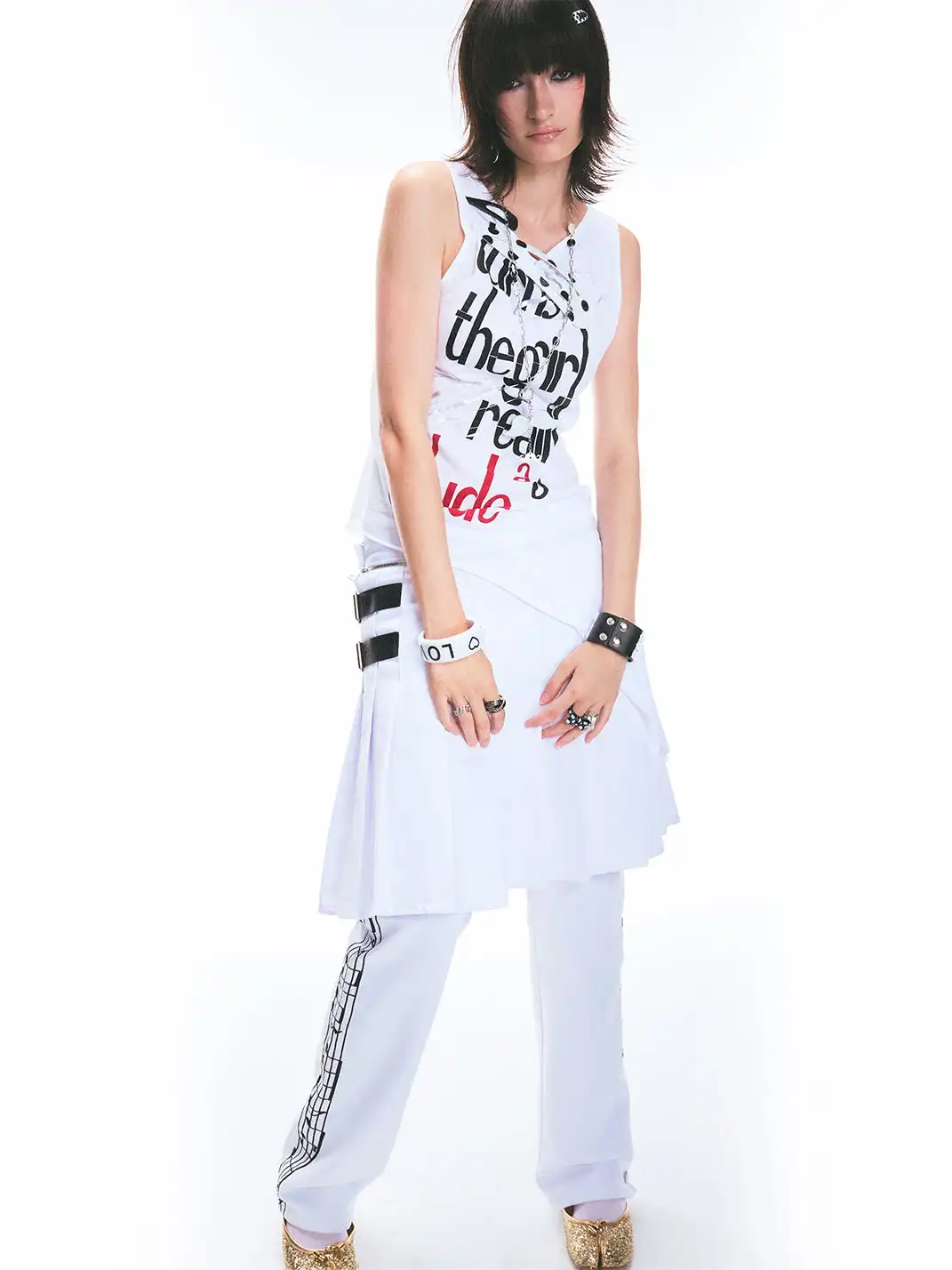 Fruitanari | Printed Irregular Hem Tank Top
