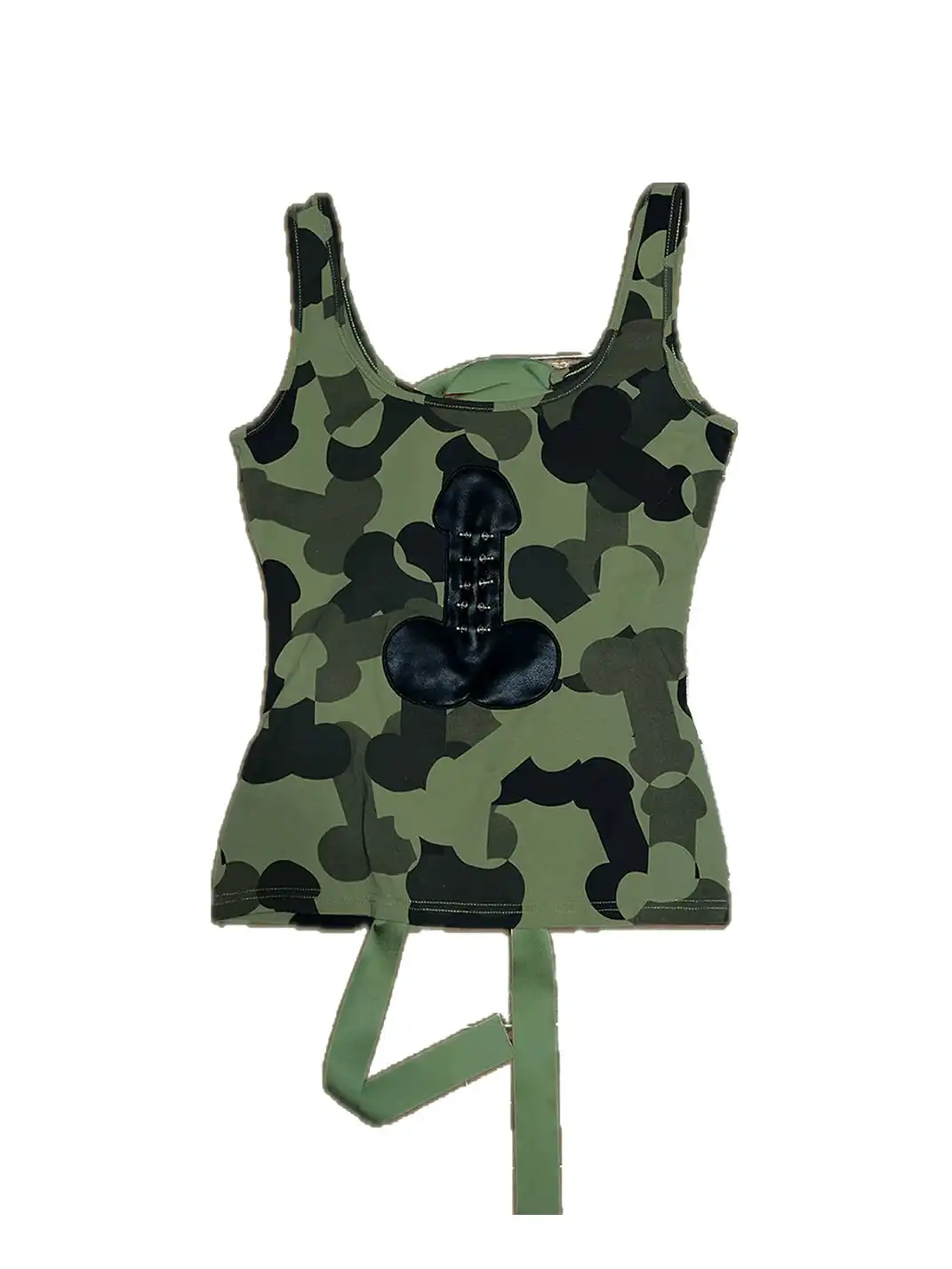 Fruitanari | Camouflage Print Lace-Up Tank Top