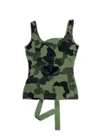 Fruitanari | Camouflage Print Lace-Up Tank Top