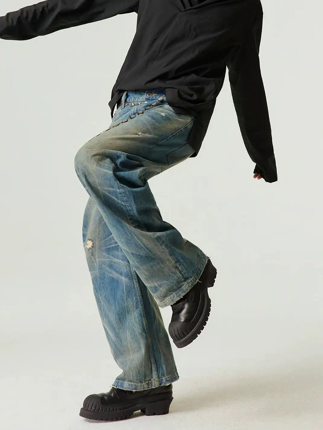 Simple Project | Nevada Washed Blue Straight Jeans