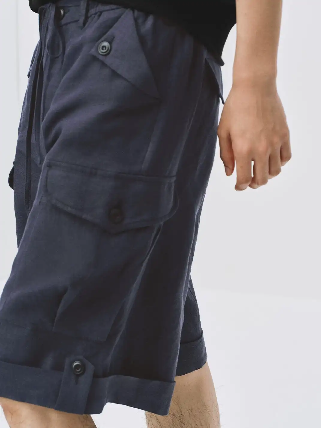 Simple Project | Loose Linen 5-Pocket Cargo Shorts
