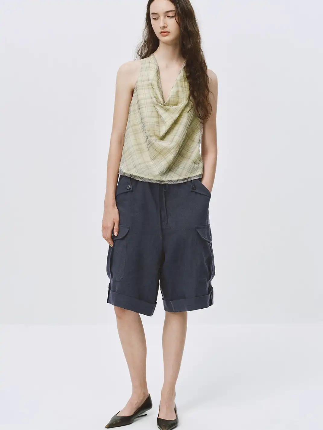 Simple Project | Loose Linen 5-Pocket Cargo Shorts
