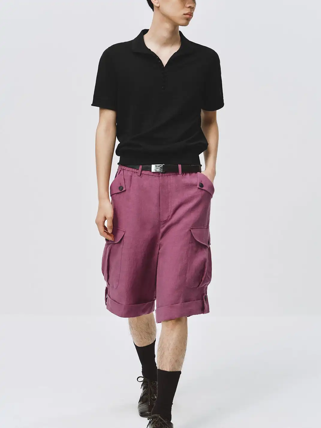 Simple Project | Loose Linen 5-Pocket Cargo Shorts