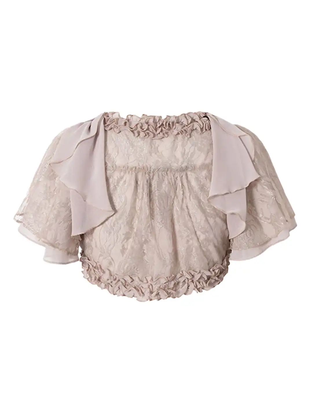 NO ROMANCE | Chiffon Lace Short Sleeve Shrug