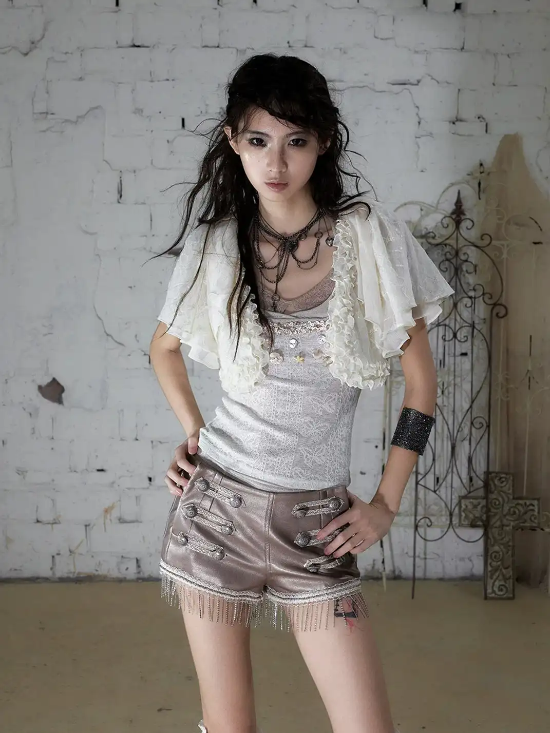 NO ROMANCE | Chiffon Lace Short Sleeve Shrug