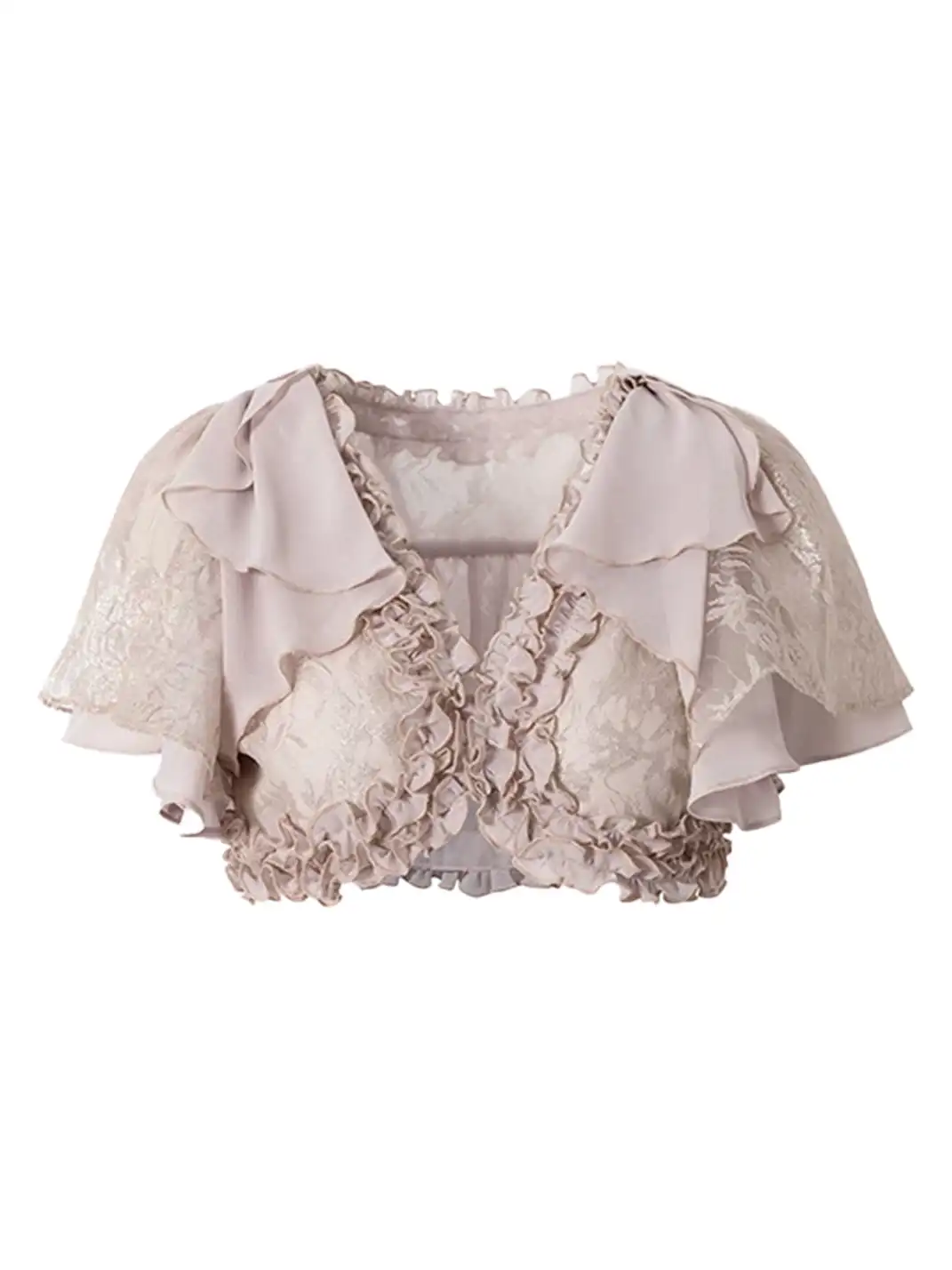 NO ROMANCE | Chiffon Lace Short Sleeve Shrug