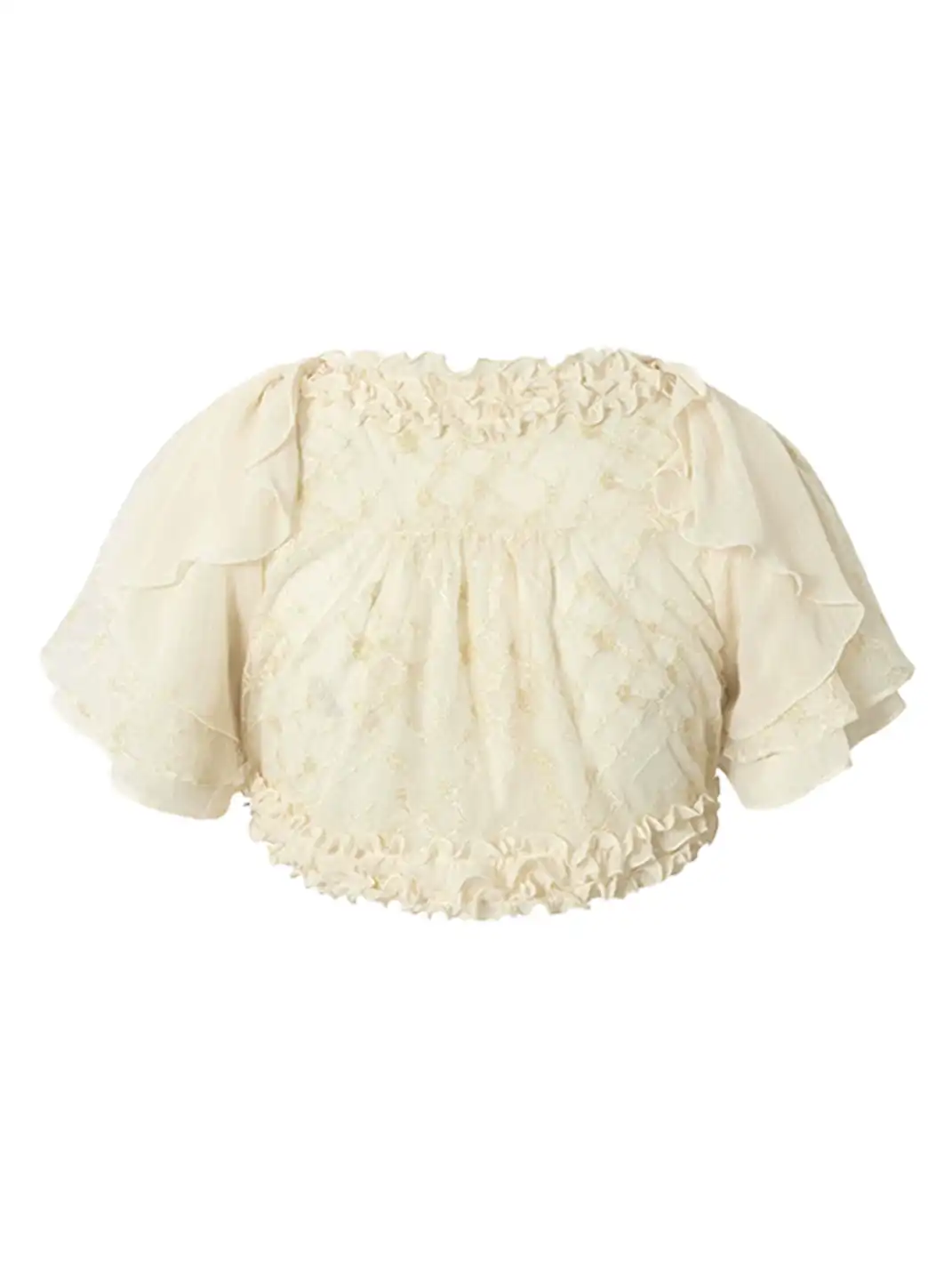 NO ROMANCE | Chiffon Lace Short Sleeve Shrug
