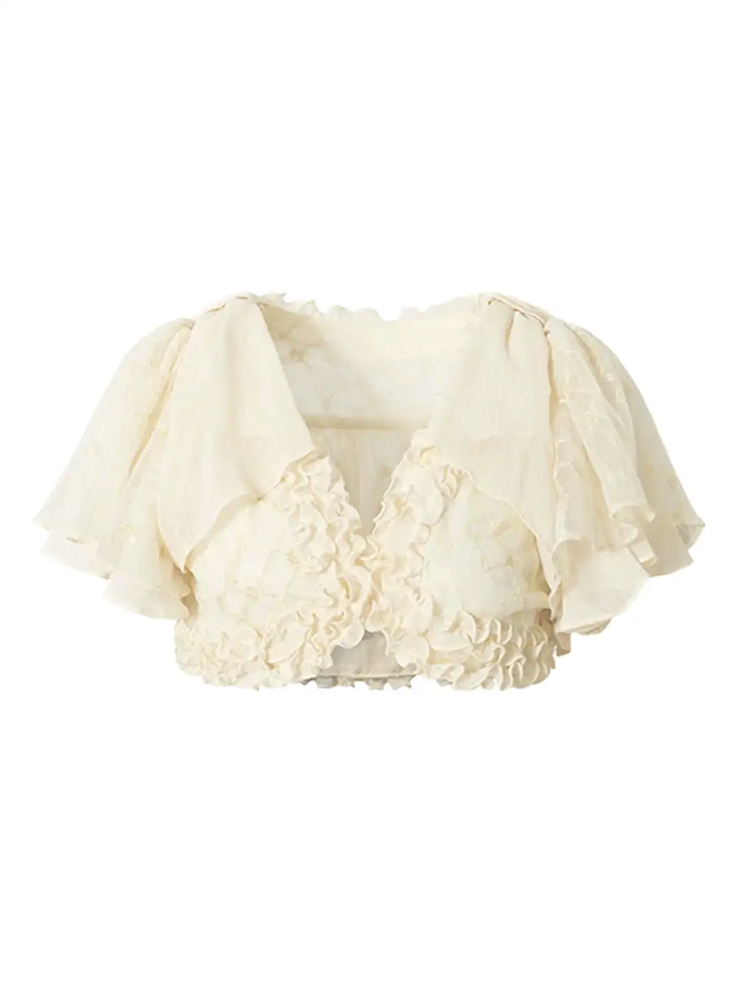 NO ROMANCE | Chiffon Lace Short Sleeve Shrug