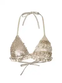 NO ROMANCE | Asymmetric Sequin Lace Satin Bikini Lingerie