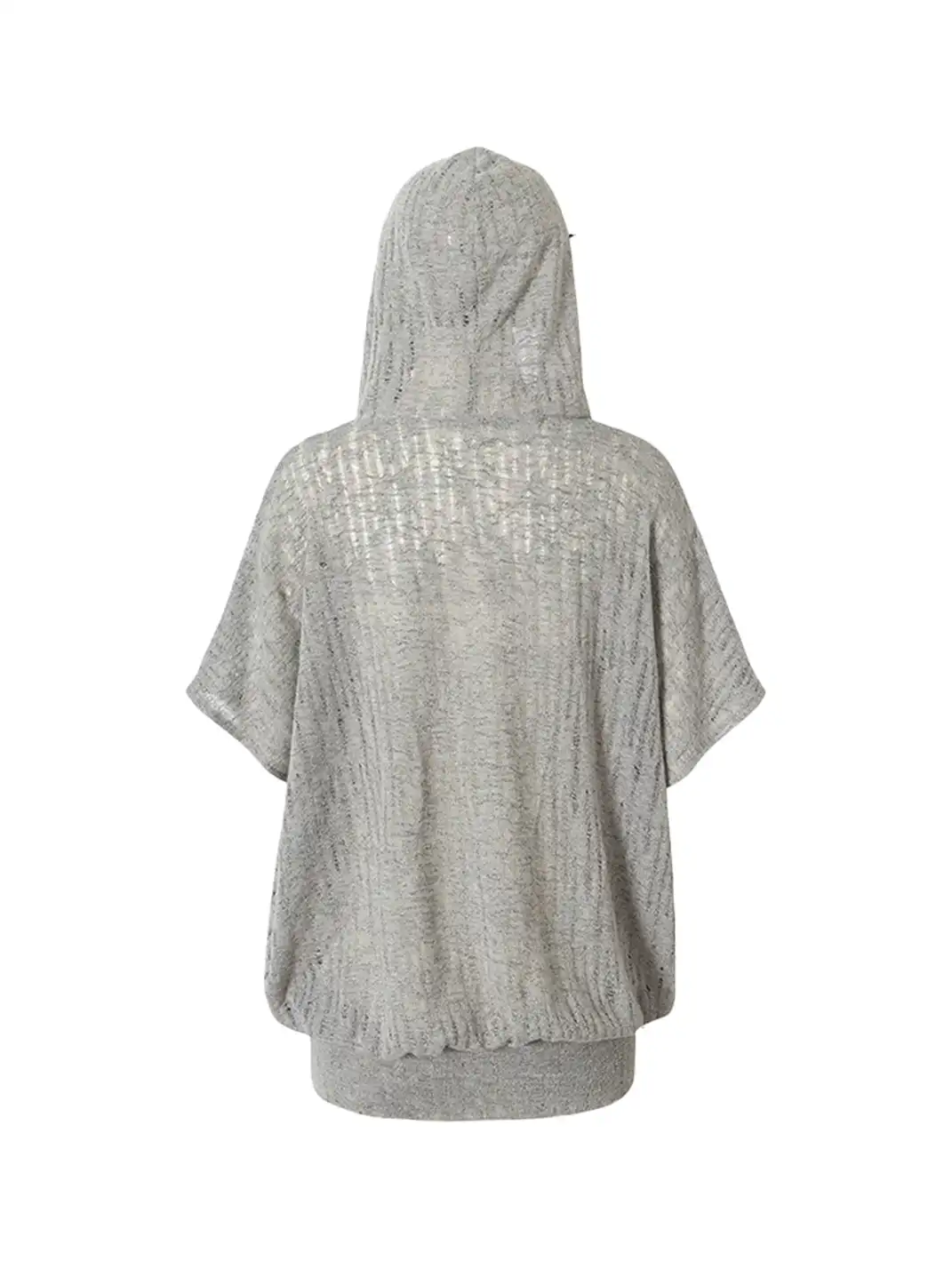 NO ROMANCE | Printed Ripped Knit Hooded T-Shirt