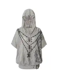 NO ROMANCE | Printed Ripped Knit Hooded T-Shirt