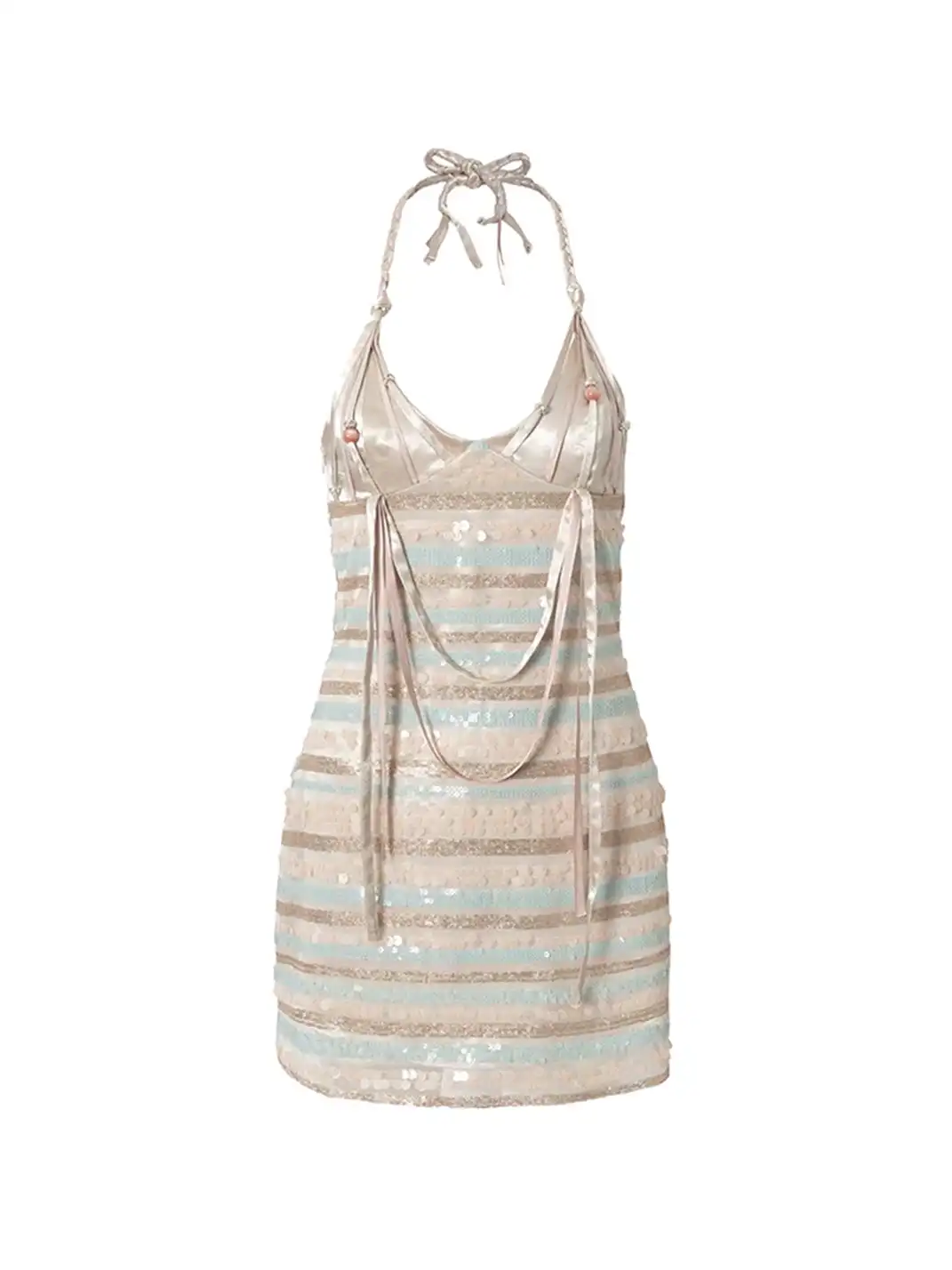 NO ROMANCE | Sequin Satin Halter Slip Dress