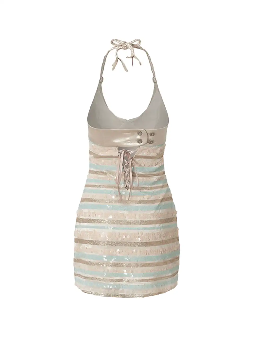 NO ROMANCE | Sequin Satin Halter Slip Dress