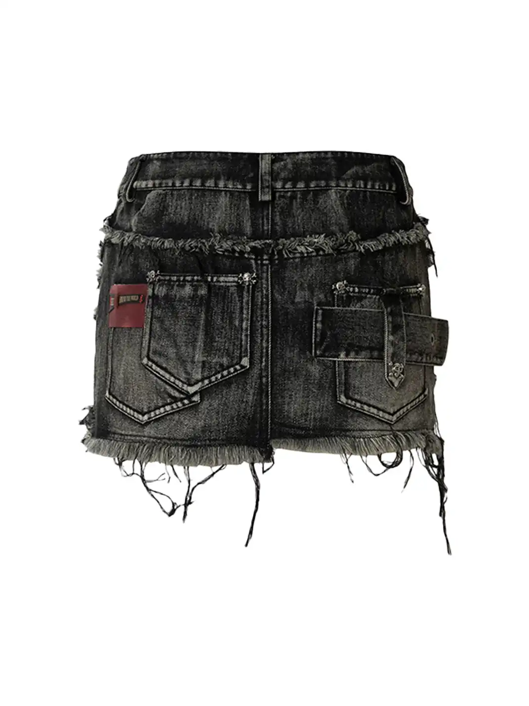 NO ROMANCE | Heavy Spliced Raw Edge Irregular Denim Skirt