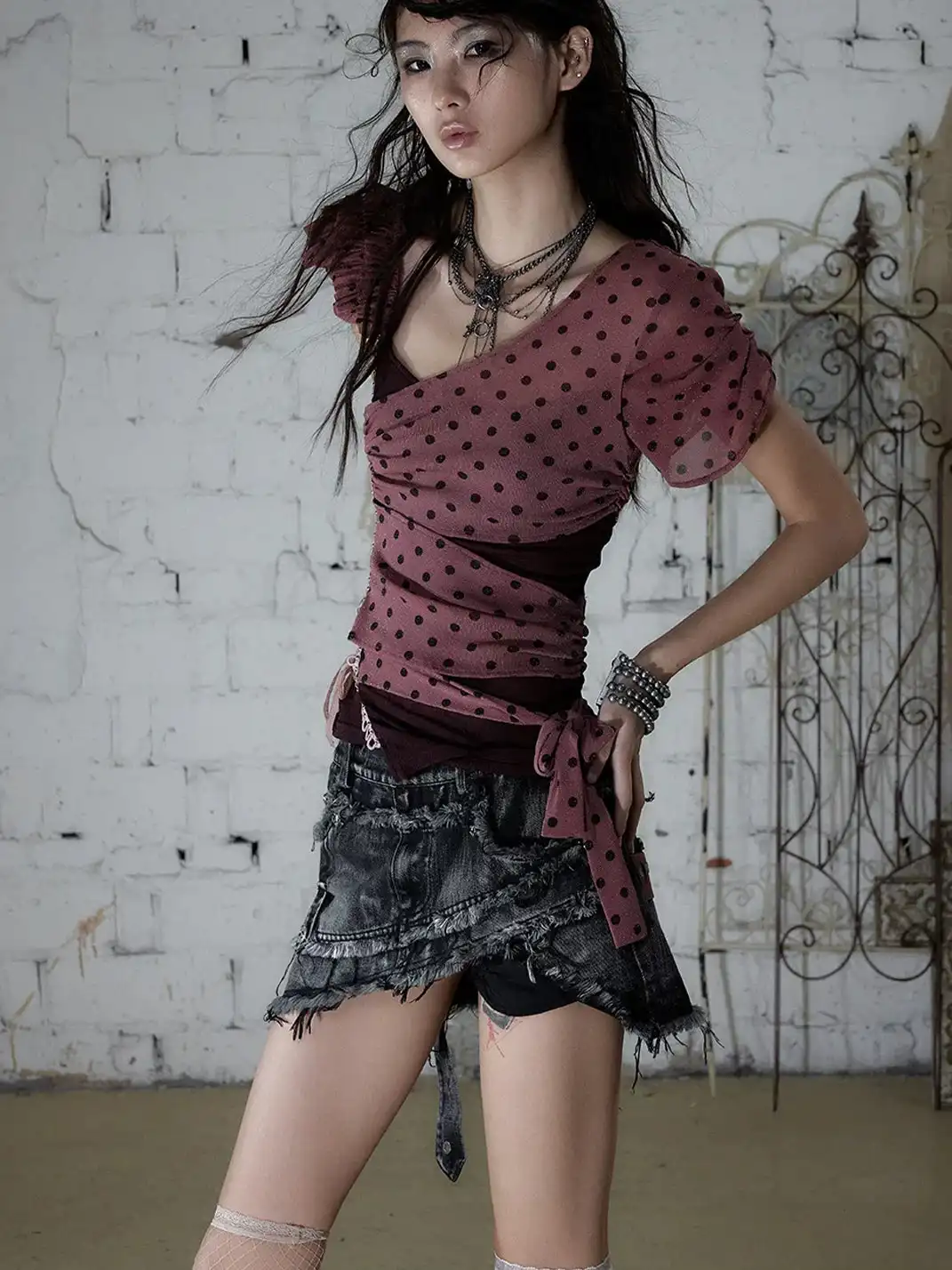 NO ROMANCE | Heavy Spliced Raw Edge Irregular Denim Skirt