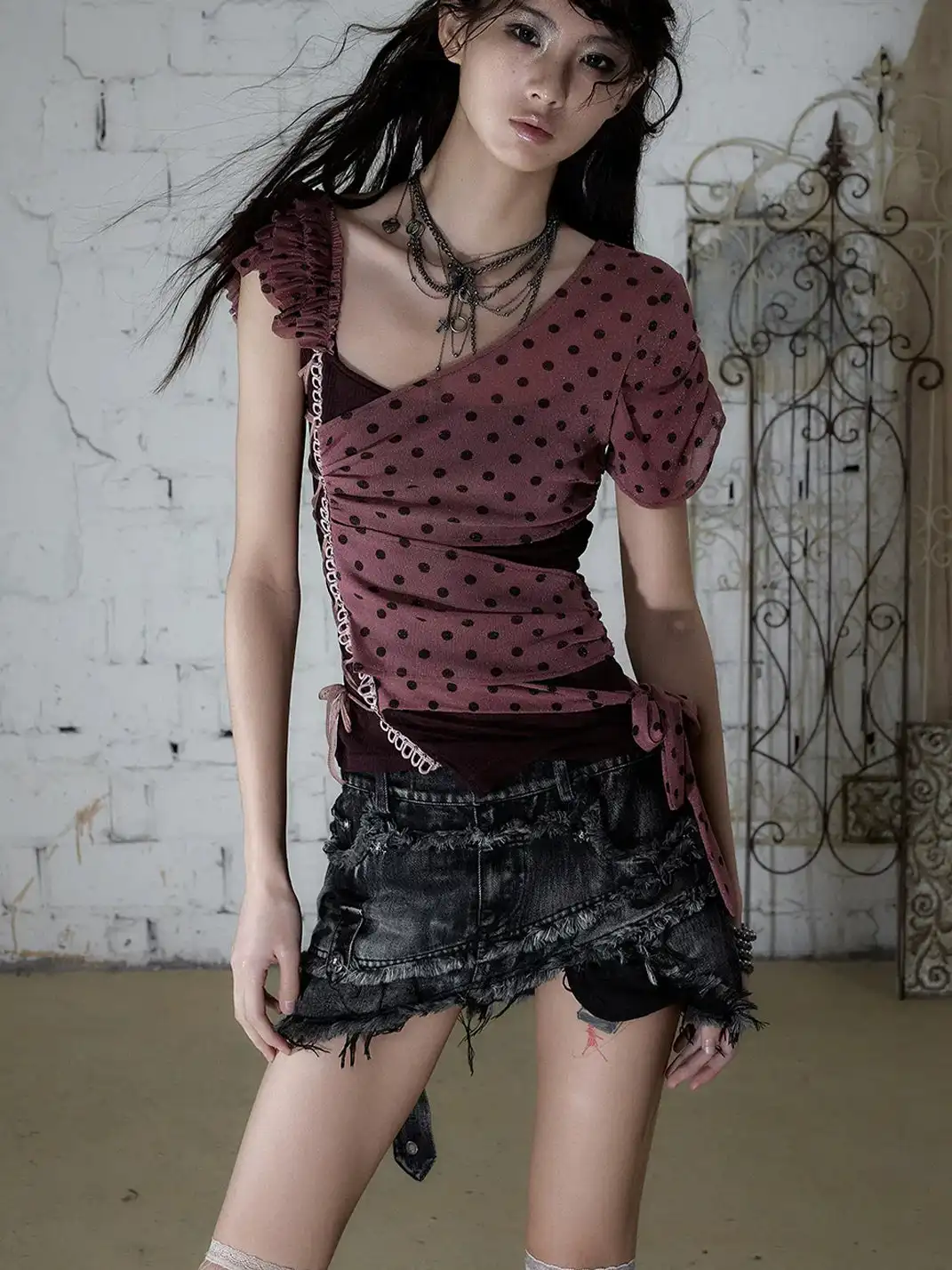 NO ROMANCE | Heavy Spliced Raw Edge Irregular Denim Skirt