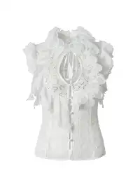 NO ROMANCE | Ruffled Sequin Spliced Waist Tie Top