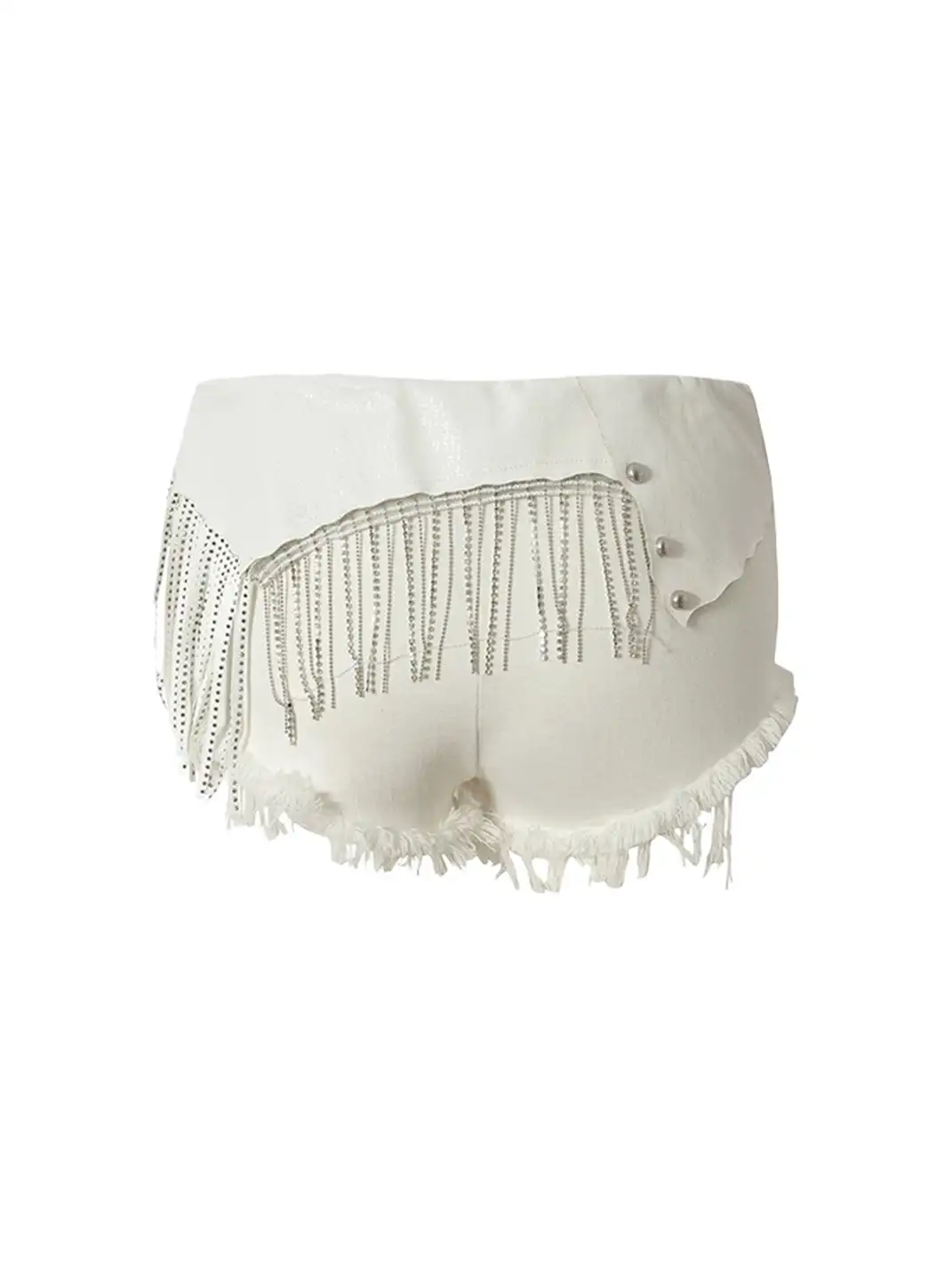 NO ROMANCE | Tassel Spliced Leather Low Waist Denim Hot Shorts