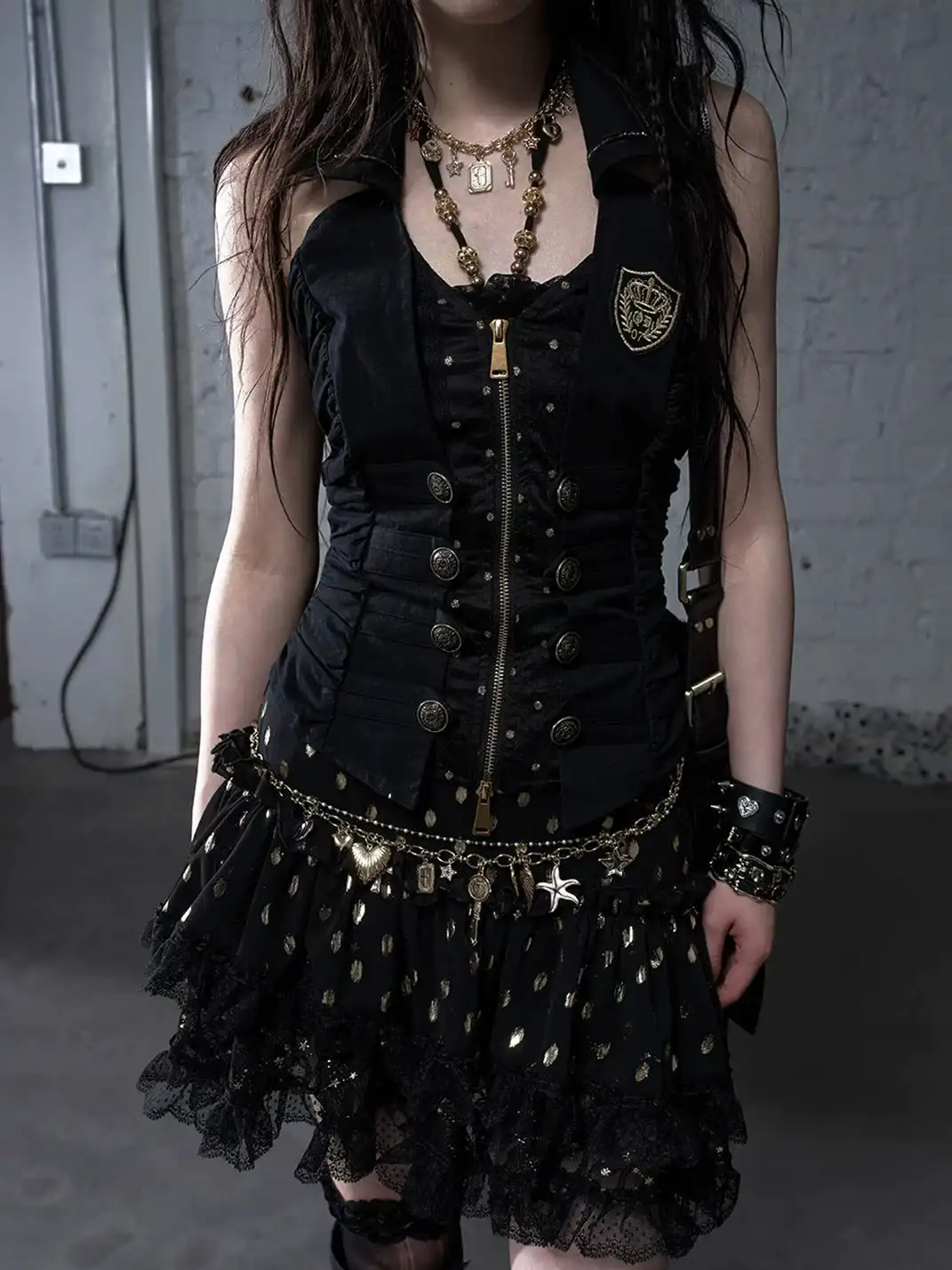NO ROMANCE | Punk V-Neck Fake Two-Piece Halter Vest
