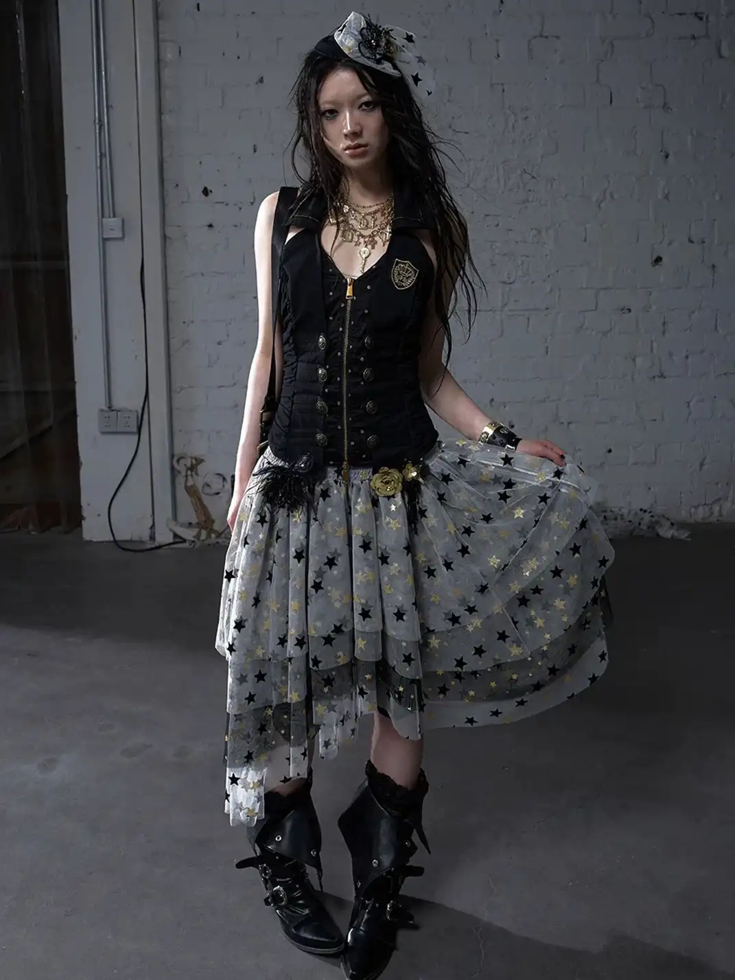 NO ROMANCE | Punk V-Neck Fake Two-Piece Halter Vest