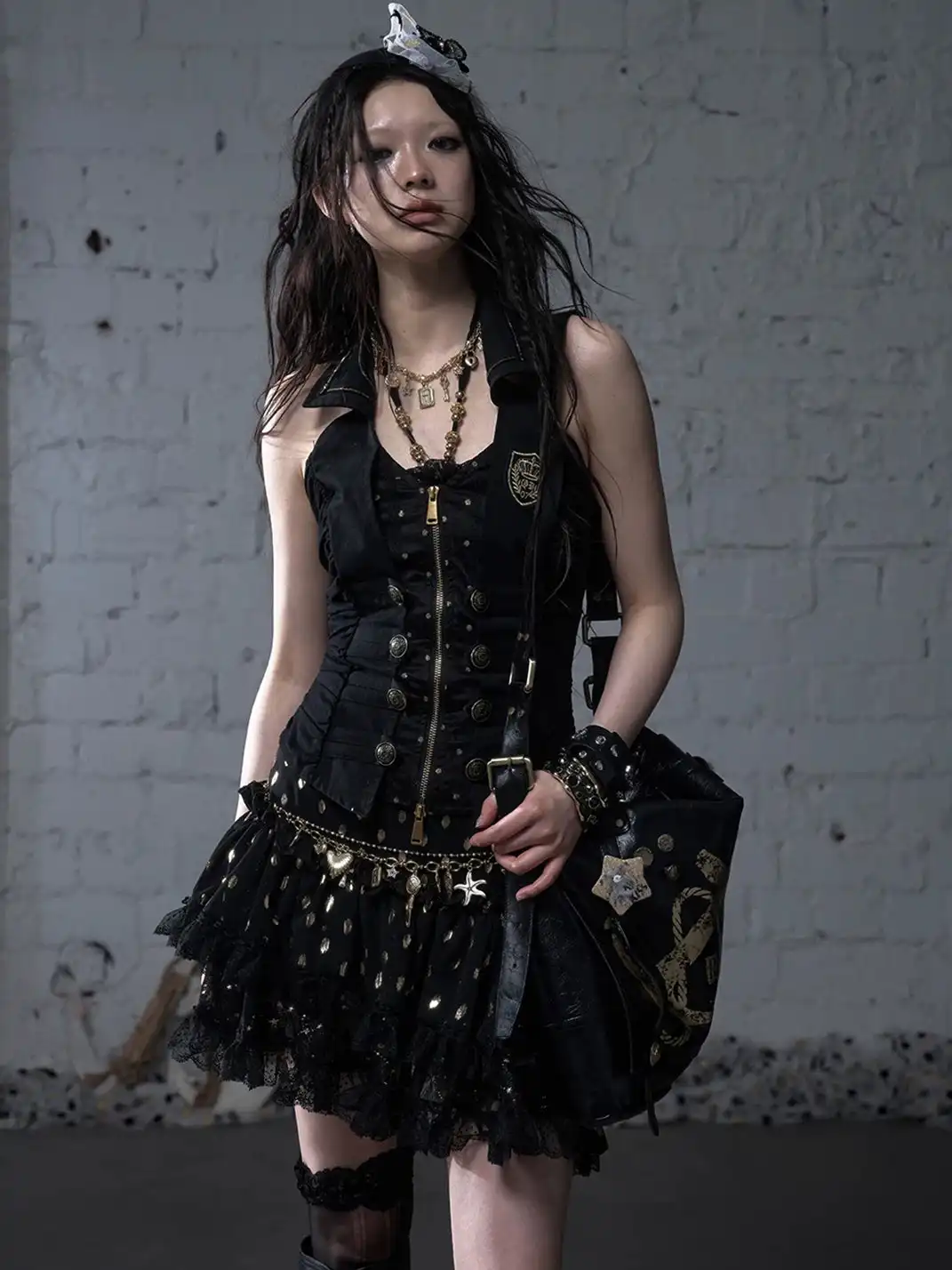 NO ROMANCE | Punk V-Neck Fake Two-Piece Halter Vest