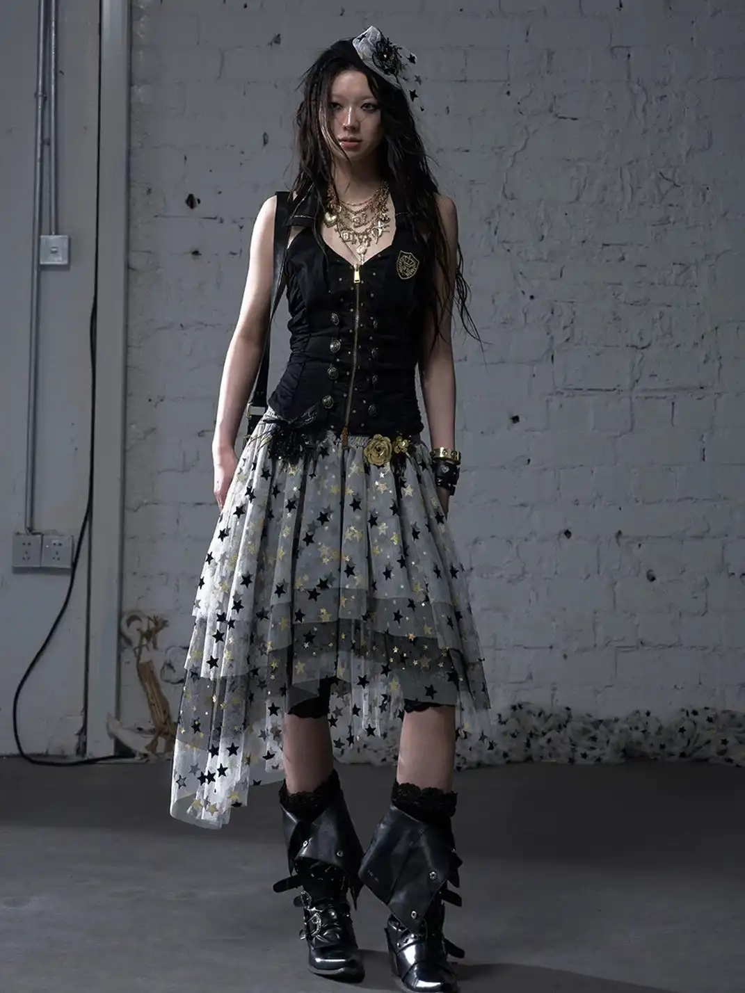 NO ROMANCE | Punk V-Neck Fake Two-Piece Halter Vest