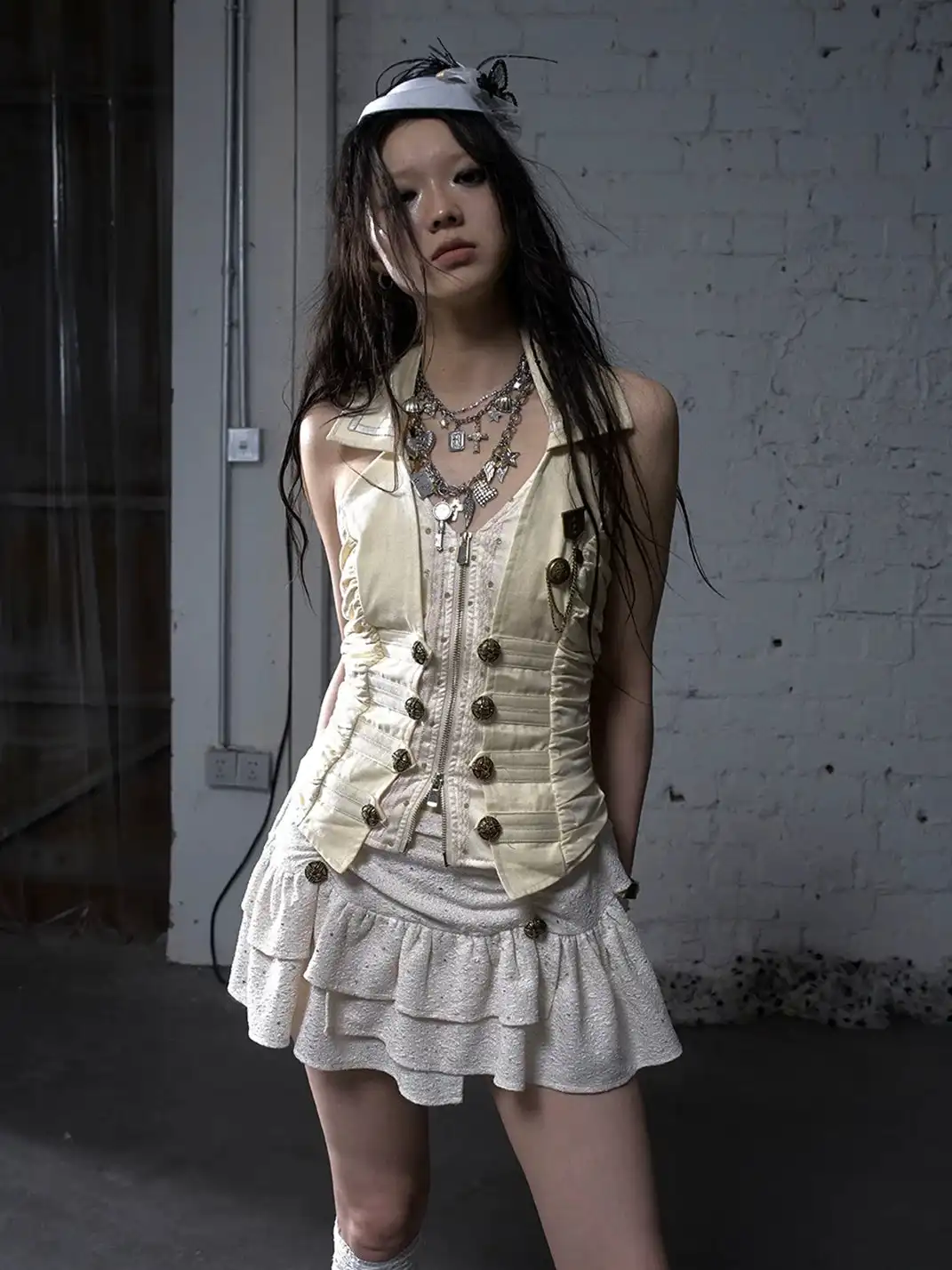 NO ROMANCE | Punk V-Neck Fake Two-Piece Halter Vest