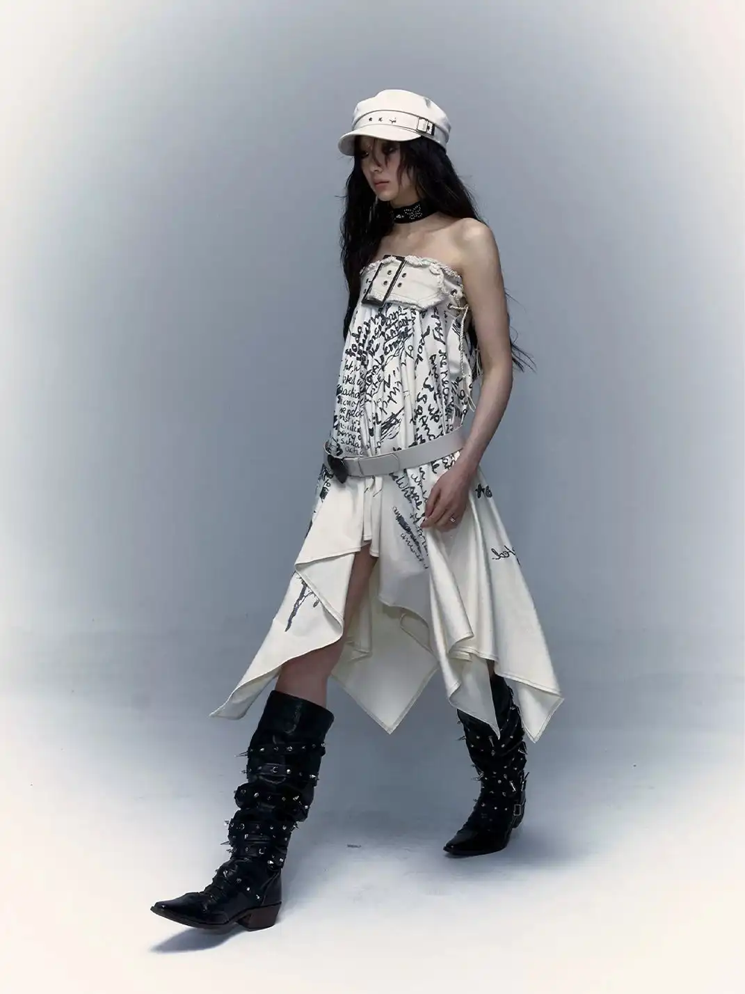 NO ROMANCE | Punk Printed Two-Way Wear Bandeau Skirt