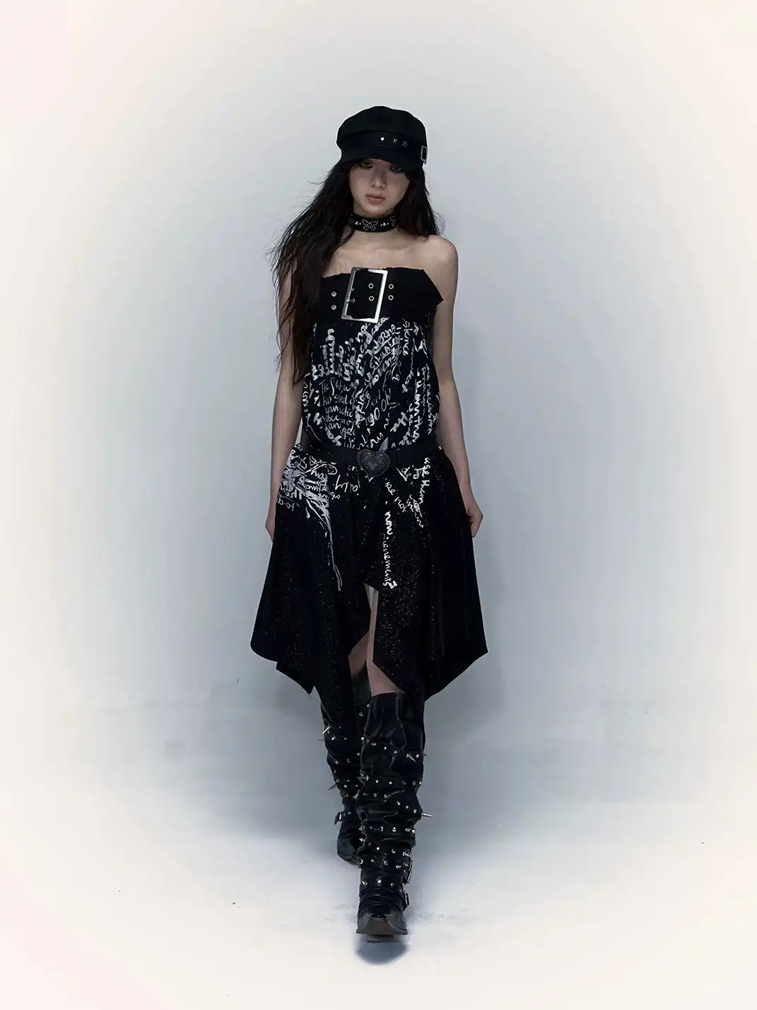 NO ROMANCE | Punk Printed Two-Way Wear Bandeau Skirt