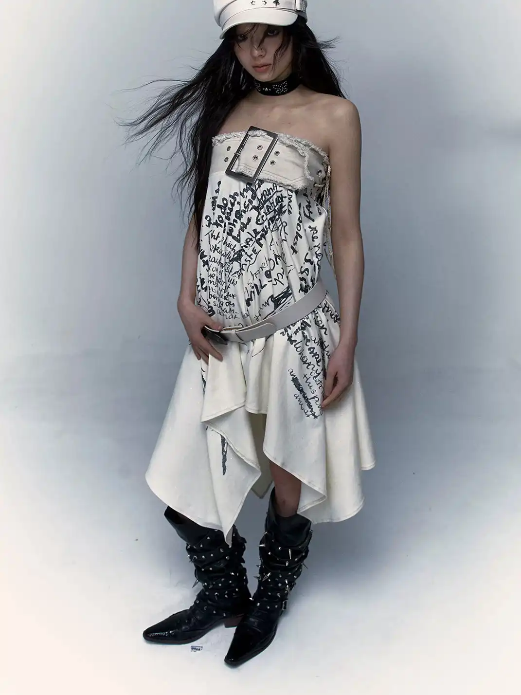 NO ROMANCE | Punk Printed Two-Way Wear Bandeau Skirt
