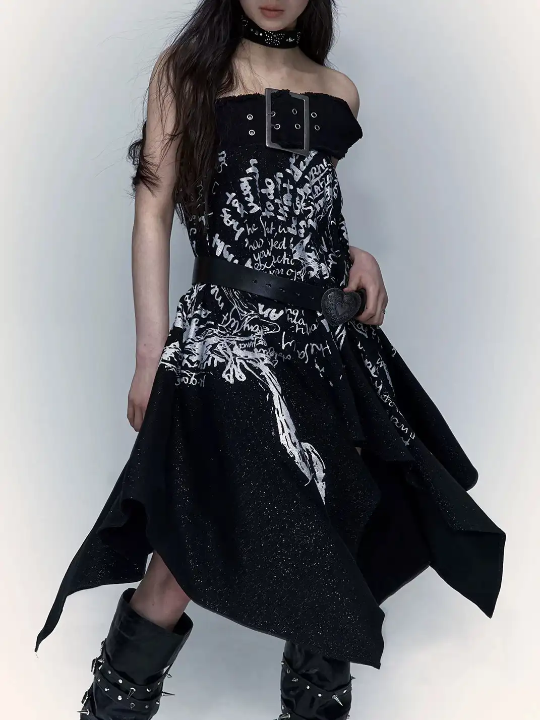NO ROMANCE | Punk Printed Two-Way Wear Bandeau Skirt