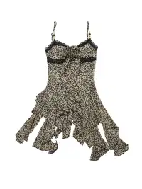 NO ROMANCE | Floral Irregular Leopard Print Slip Dress