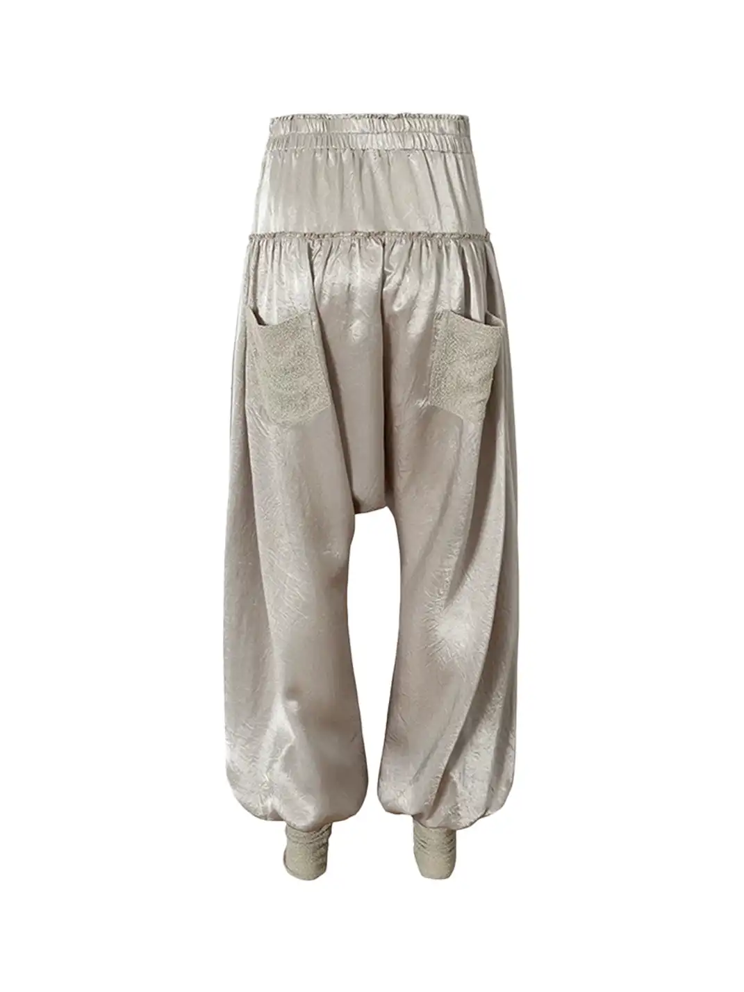 NO ROMANCE | Lantern Balloon Pants Lace Cuffed Acetate Trousers