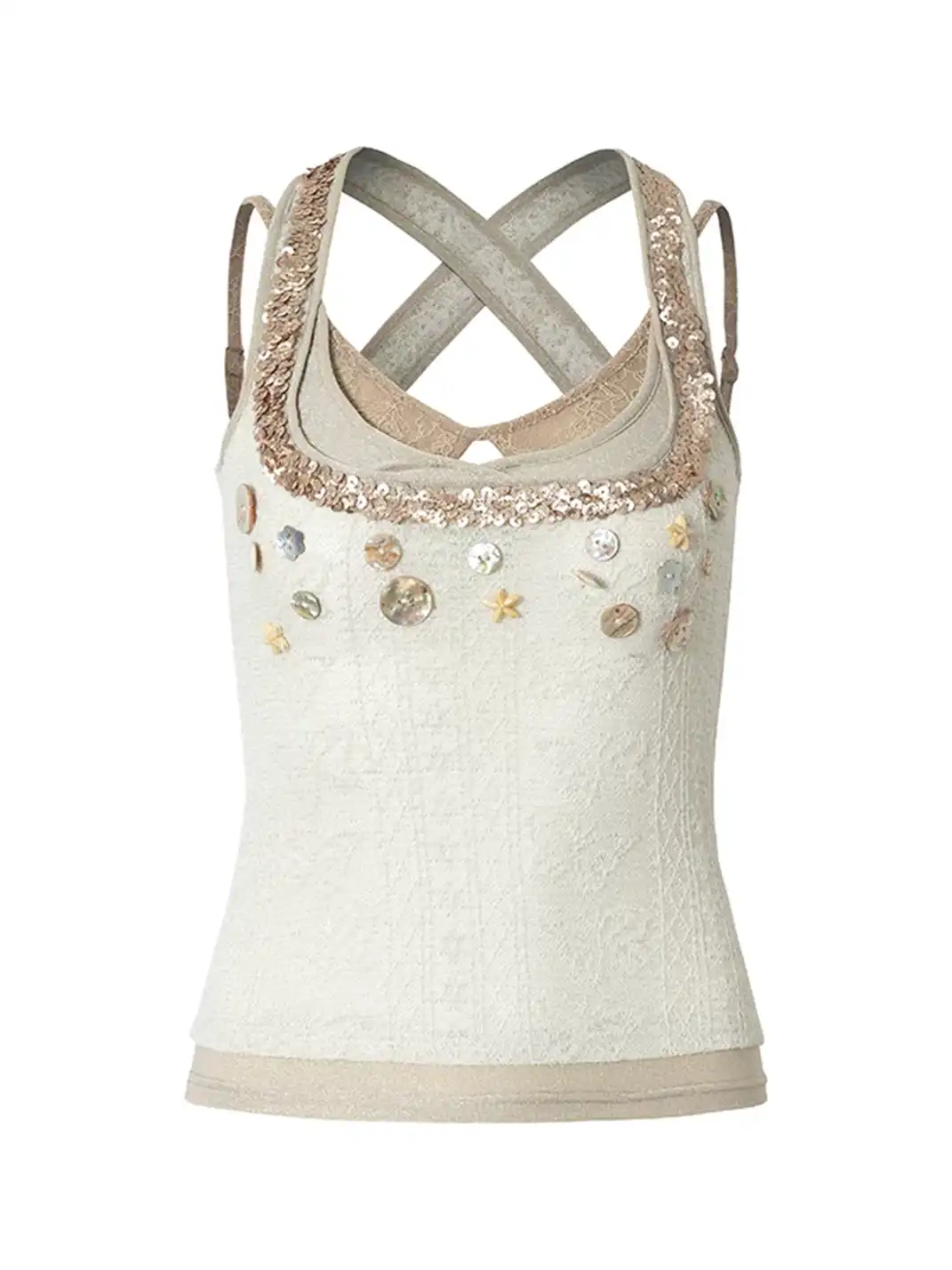 NO ROMANCE | Fake Three-Piece Shell Button Slim Fit Knit Vest