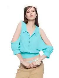 High river | Cold Shoulder Cinched Waist Loose Top