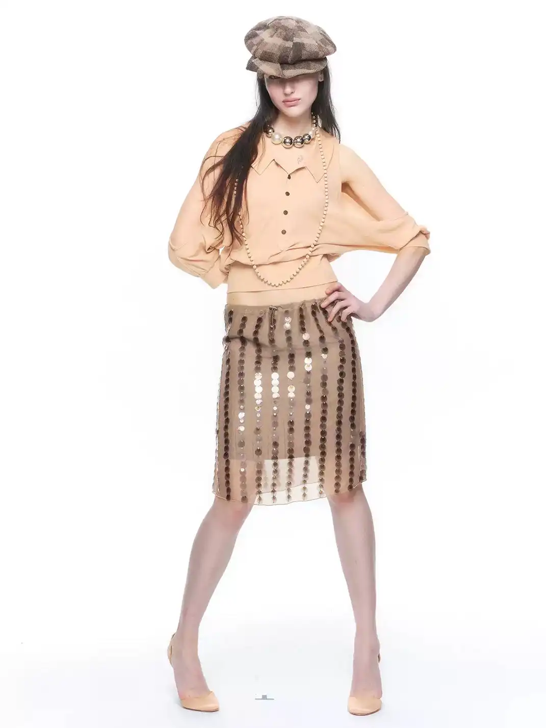 High river | Drawstring Sheer Sequin Skirt