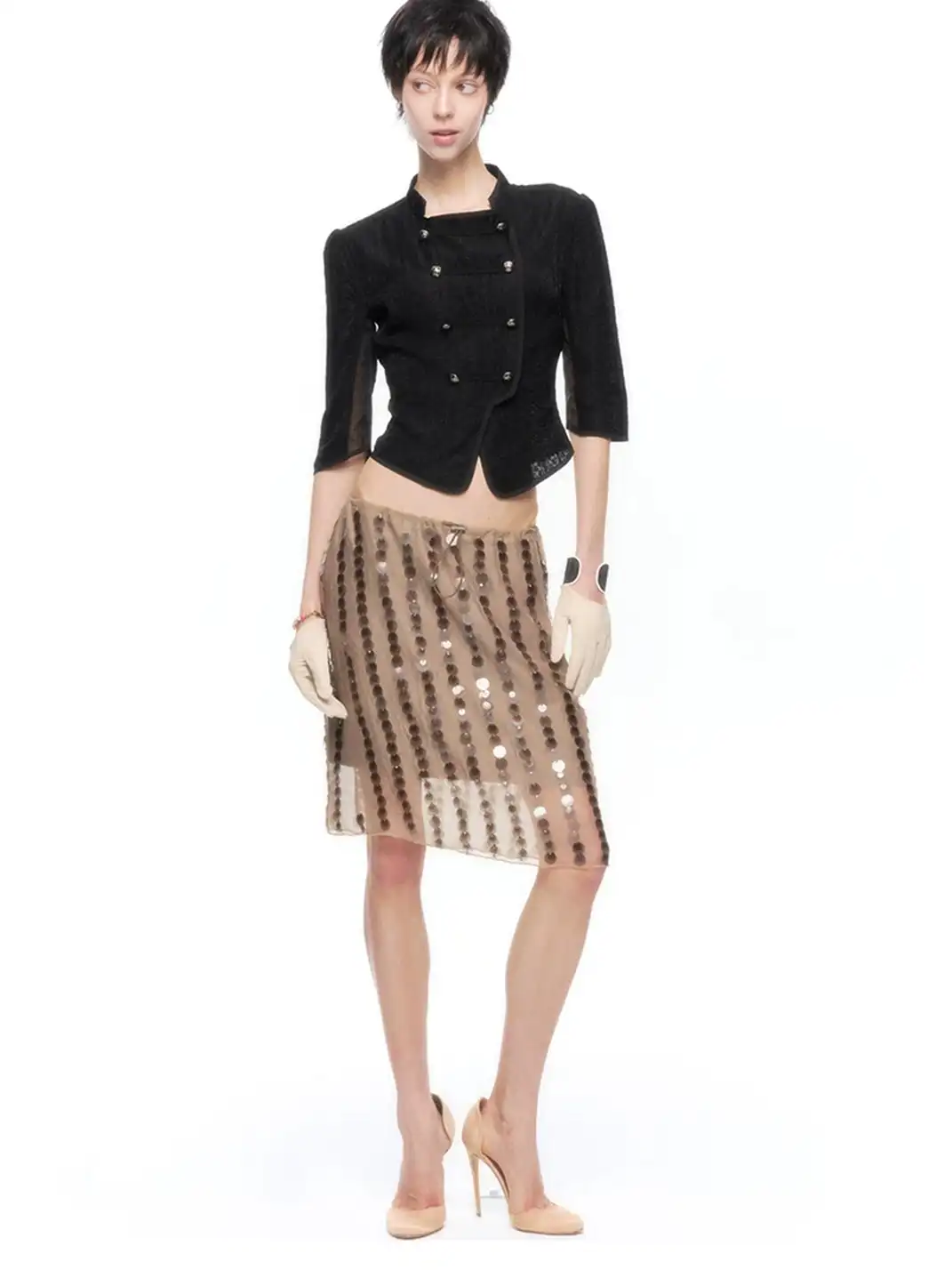 High river | Drawstring Sheer Sequin Skirt