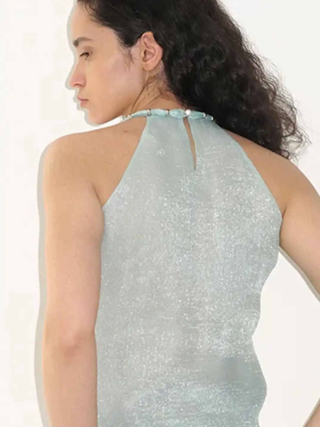 High river | Beaded Neckline Sleeveless Top