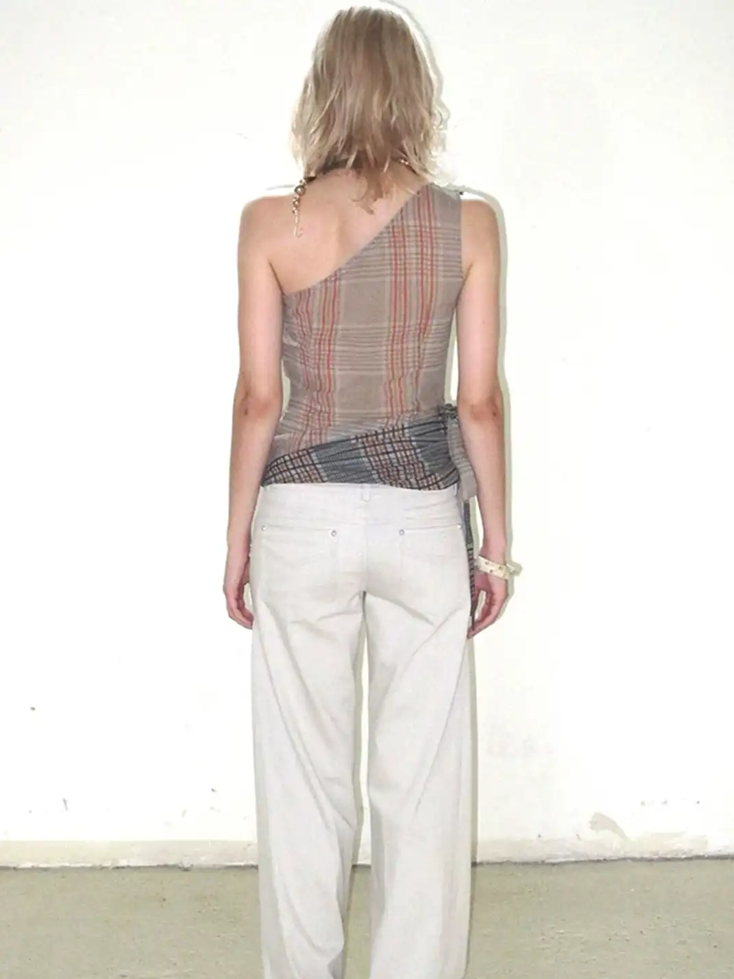 High river | Plaid Two-Way Off-Shoulder Top