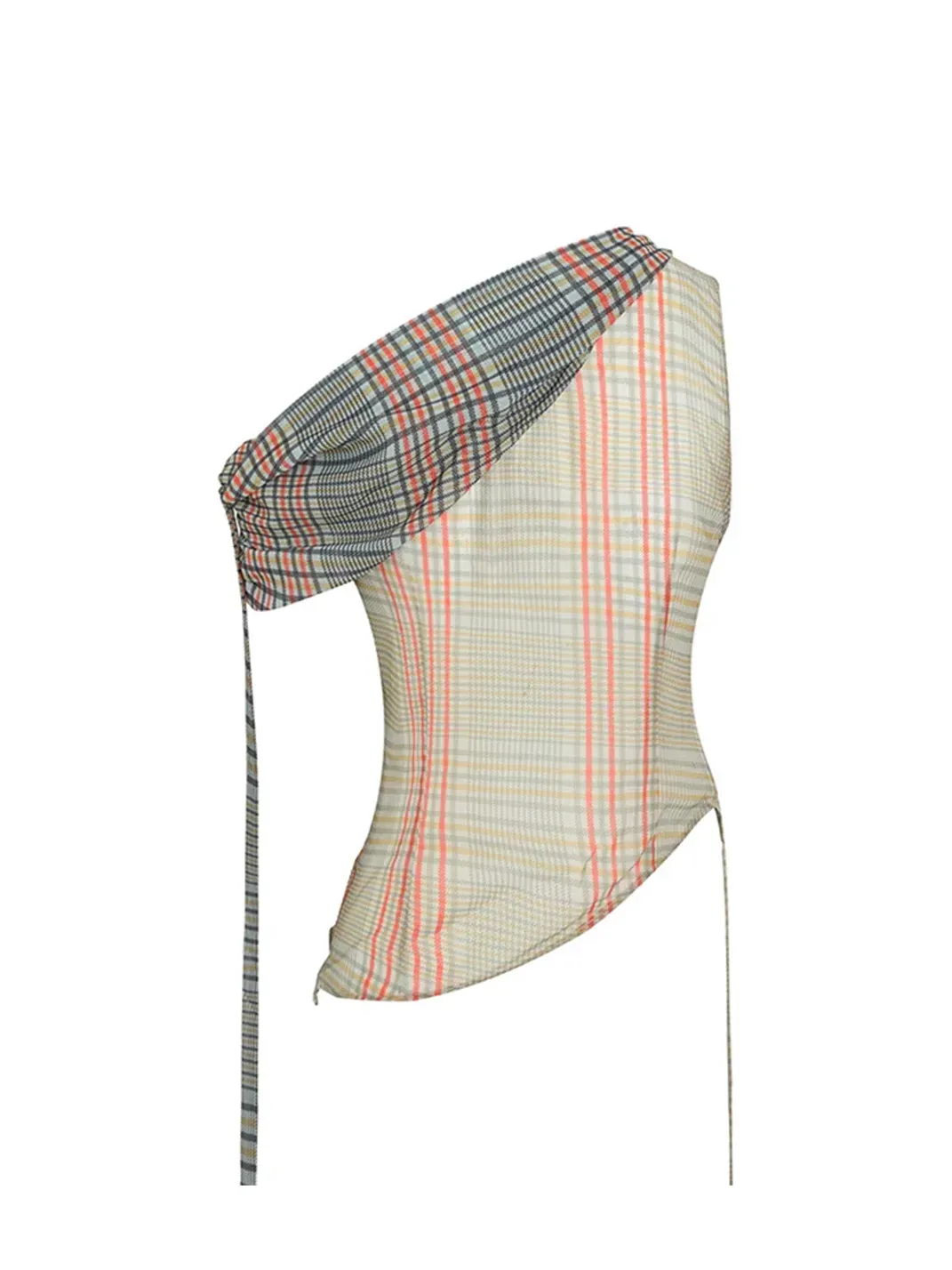 High river | Plaid Two-Way Off-Shoulder Top