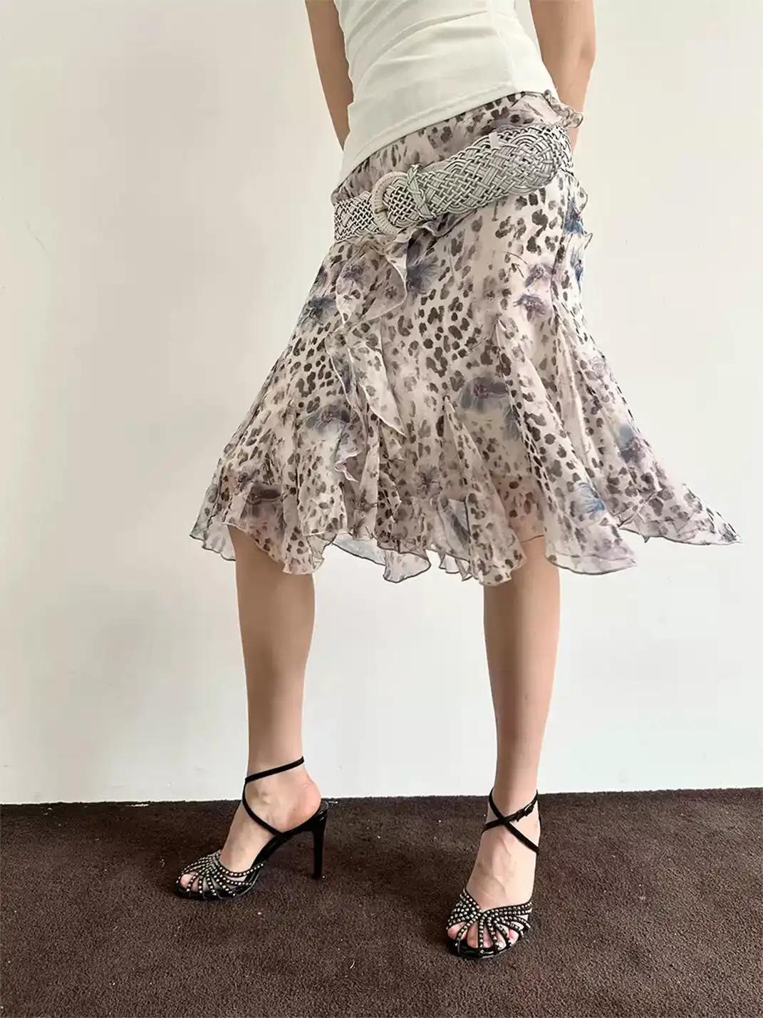 High river | Leopard Patchwork Asymmetrical Skirt