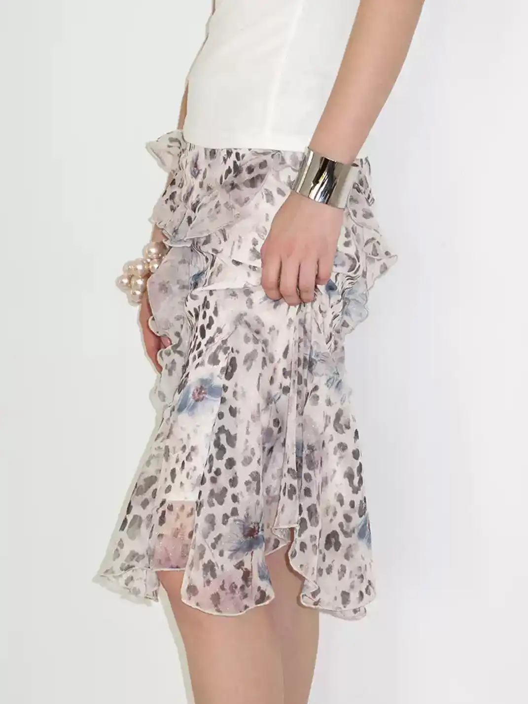 High river | Leopard Patchwork Asymmetrical Skirt