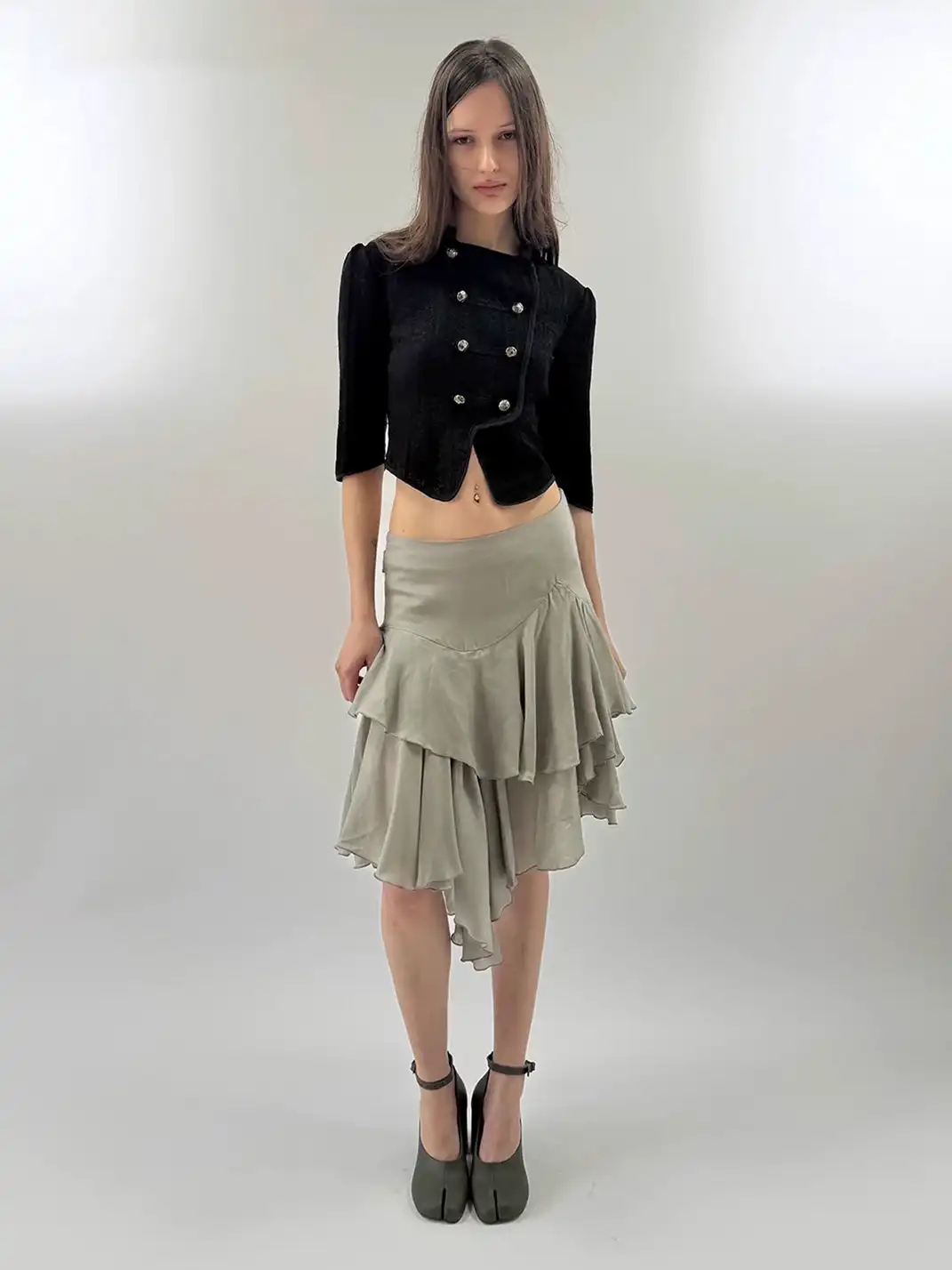 High river | Lace Patchwork Double-Breasted Jacket
