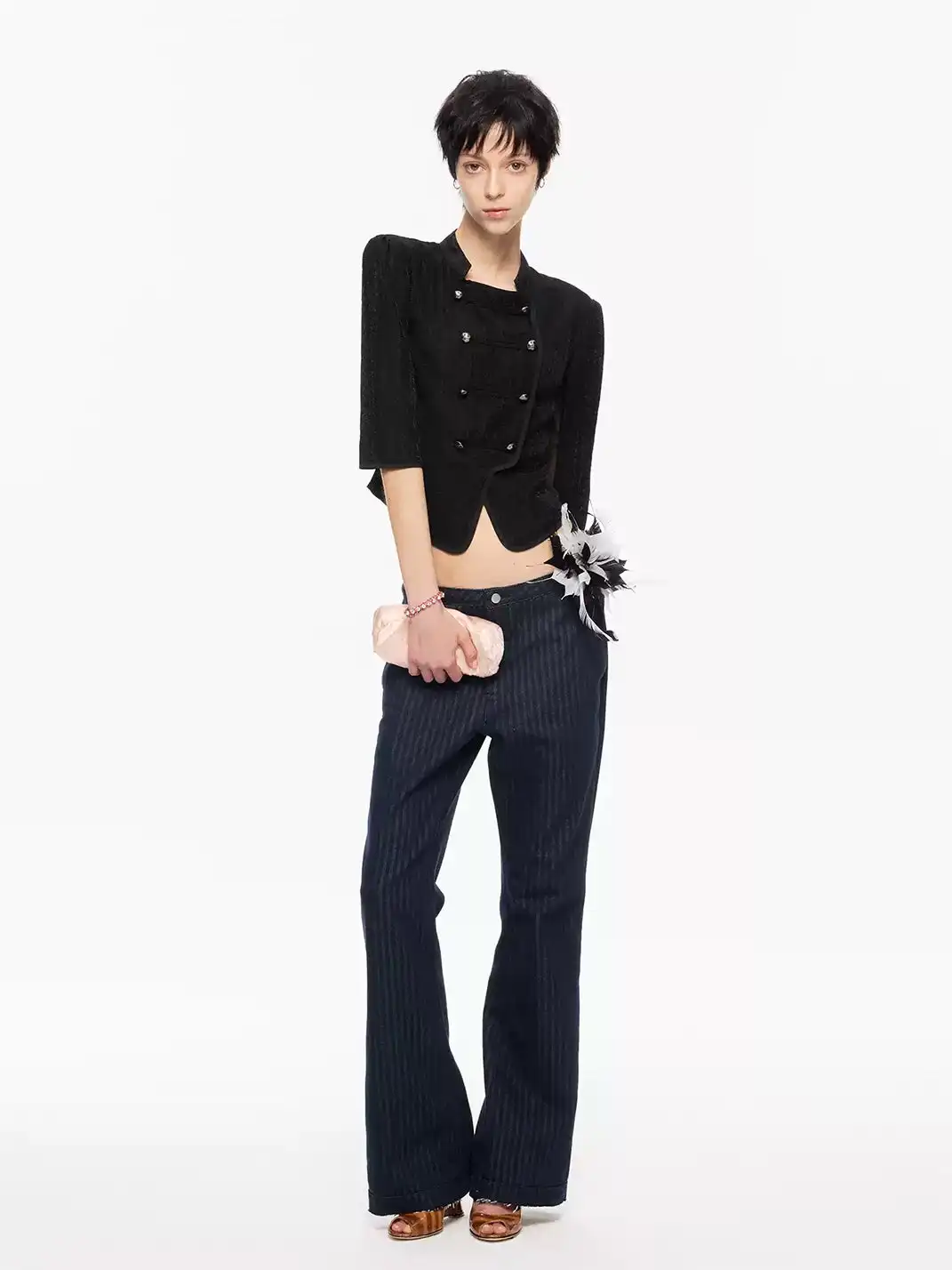 High river | Lace Patchwork Double-Breasted Jacket