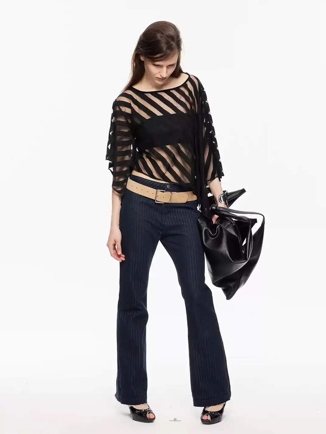 High river | Diagonal Stripe Knit Bandeau Cover-Up Set