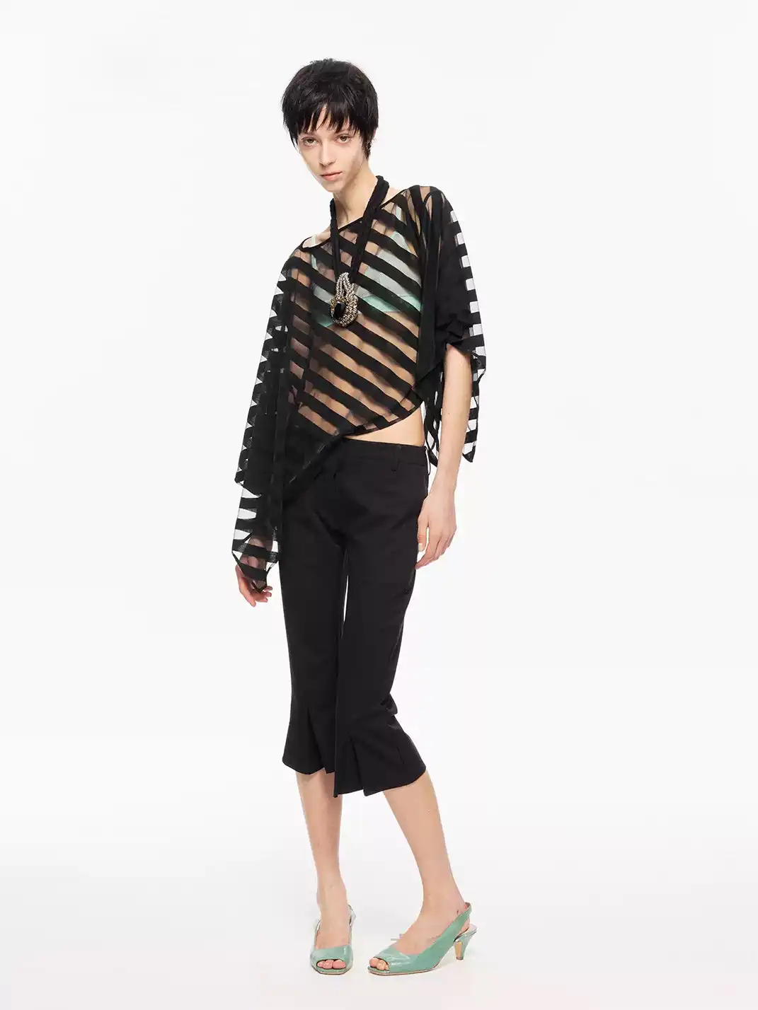 High river | Diagonal Stripe Knit Bandeau Cover-Up Set