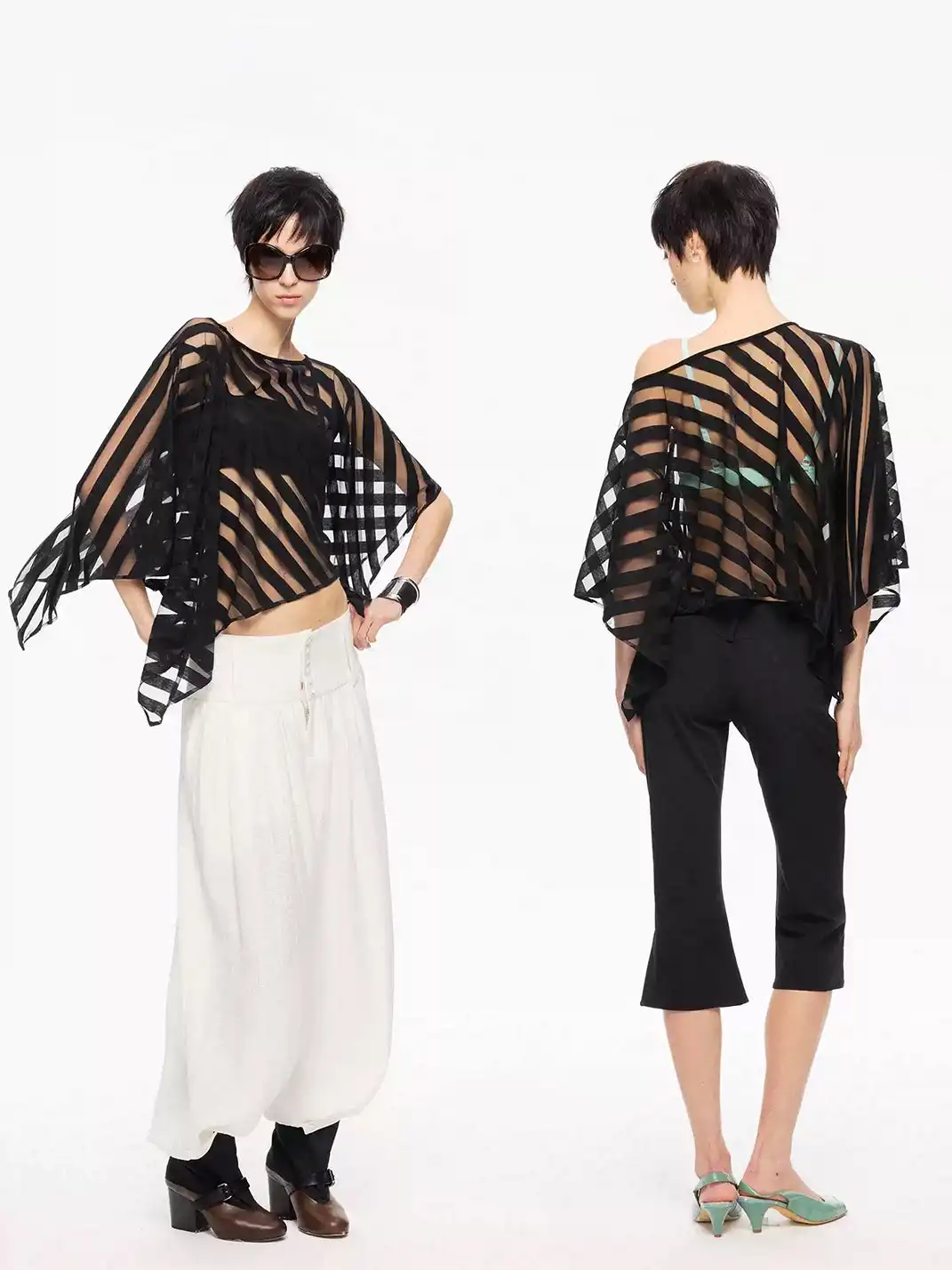 High river | Diagonal Stripe Knit Bandeau Cover-Up Set