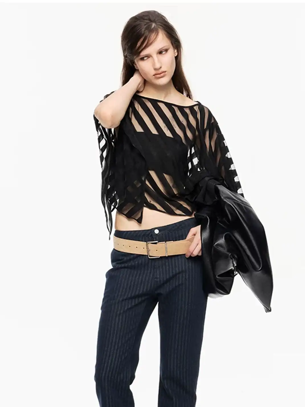 High river | Diagonal Stripe Knit Bandeau Cover-Up Set