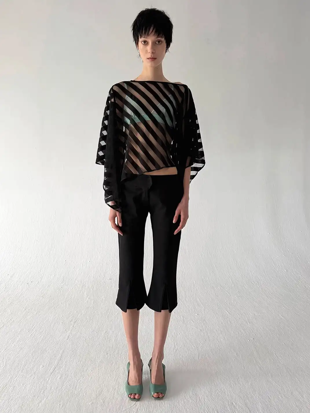 High river | Diagonal Stripe Knit Bandeau Cover-Up Set